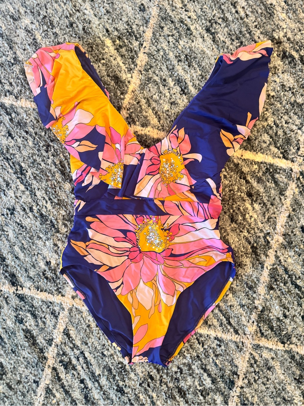 Trina Turk Floral One-Piece Swimsuit in Purple, Pink & Yellow